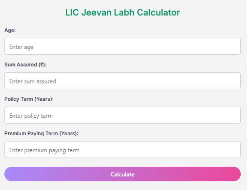 LIC Jeevan Labh Calculator