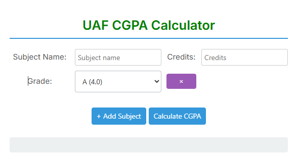 UAF CGPA Calculator